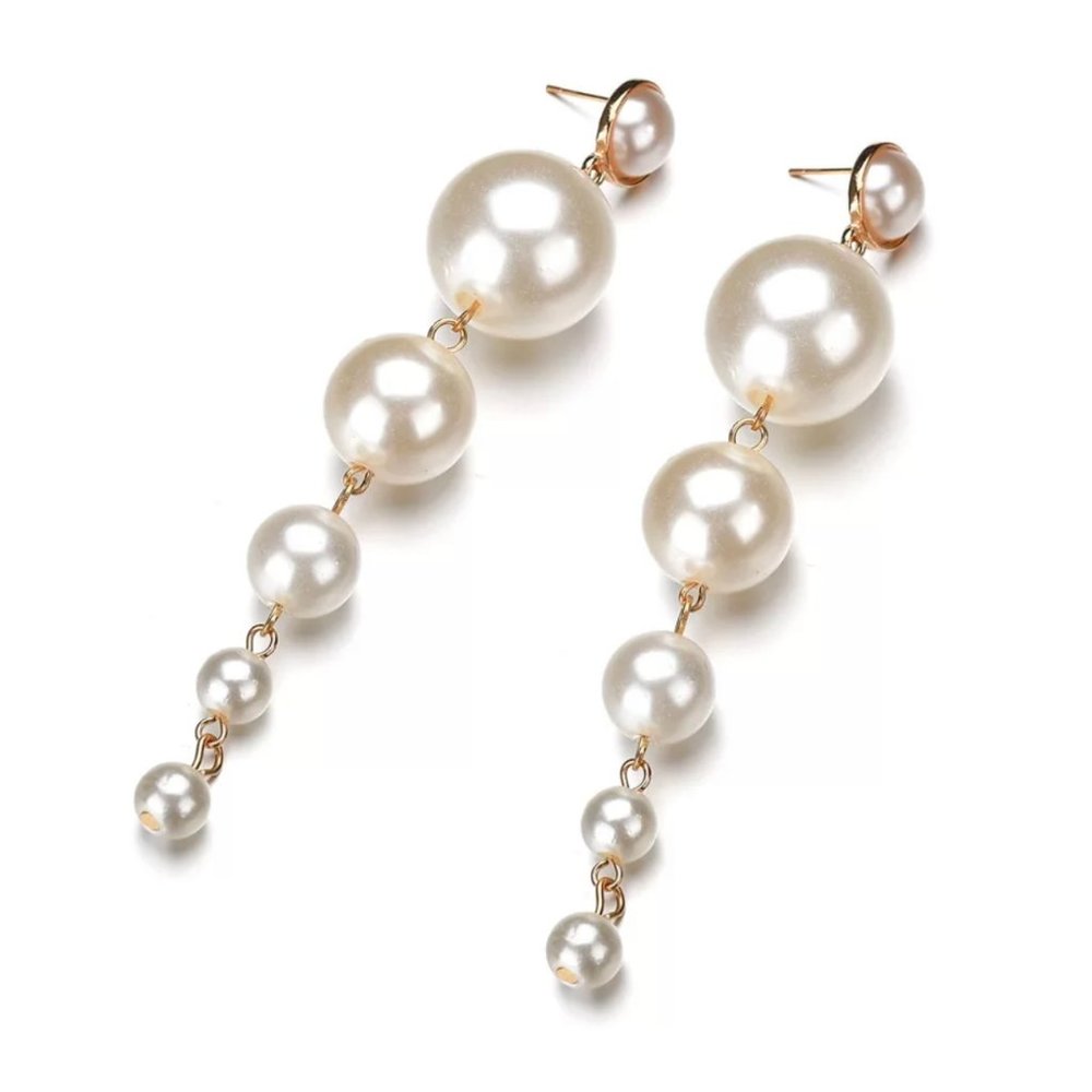 Faux Pearl Dangle Earrings - Picture 2 of 8
